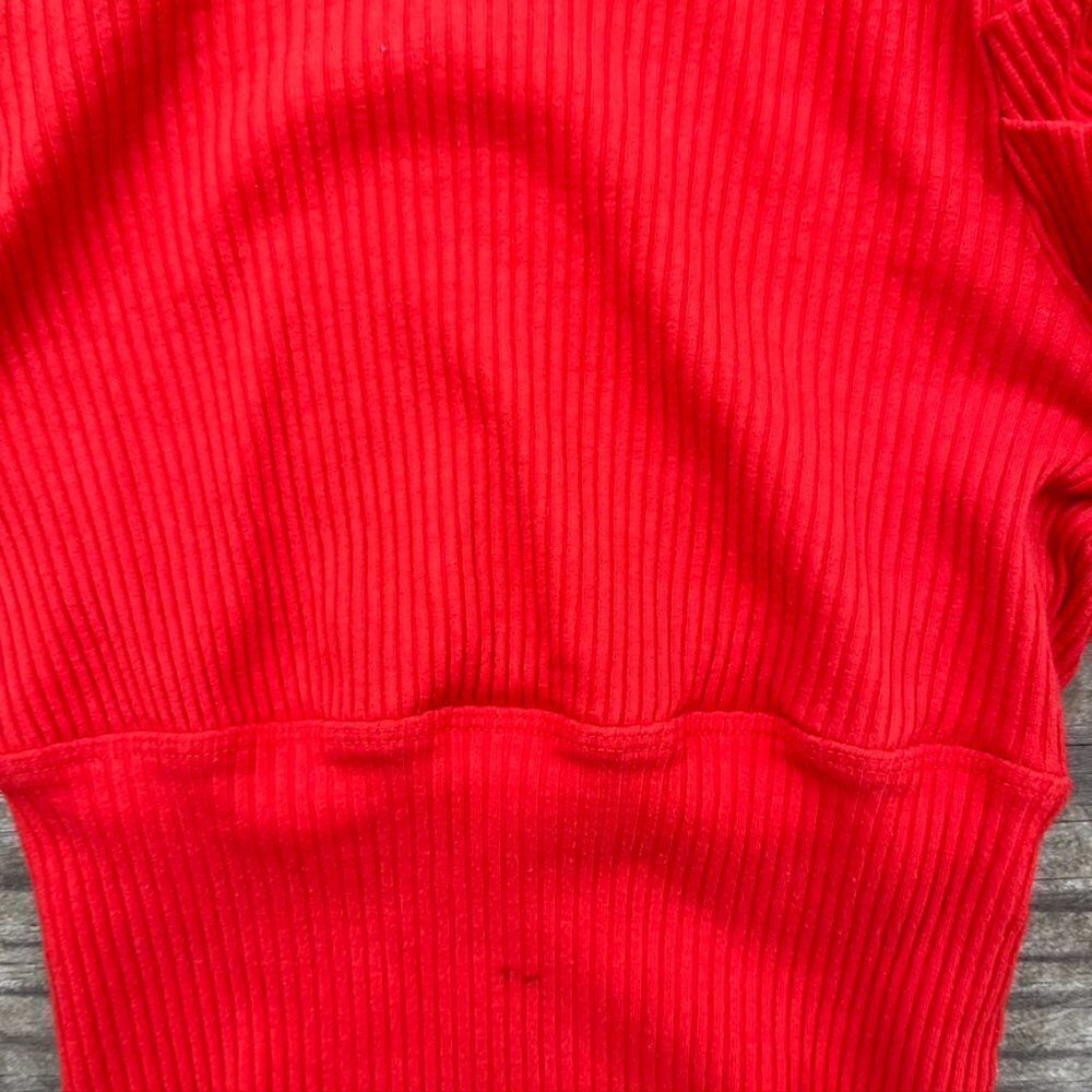 Free People Orange Ribbed Turtleneck Cropped Balloon Sweater Small - Picture 7 of 9